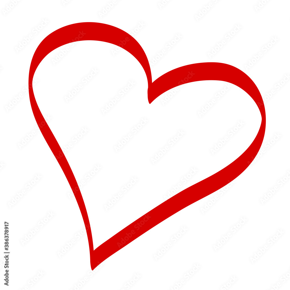Red heart outline vector. Hand drawn love icon. Trendy heart isolated on white background. For love icon, greeting card and Valentine's day. Creative love art. Heart outline vector Red heart outline vector. Hand drawn love icon. Trendy heart isolated on white background. For love icon, greeting card and Valentine's day. Creative love art. Heart outline vector