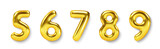 Gold Number Balloons set. Vector realistic golden3d character