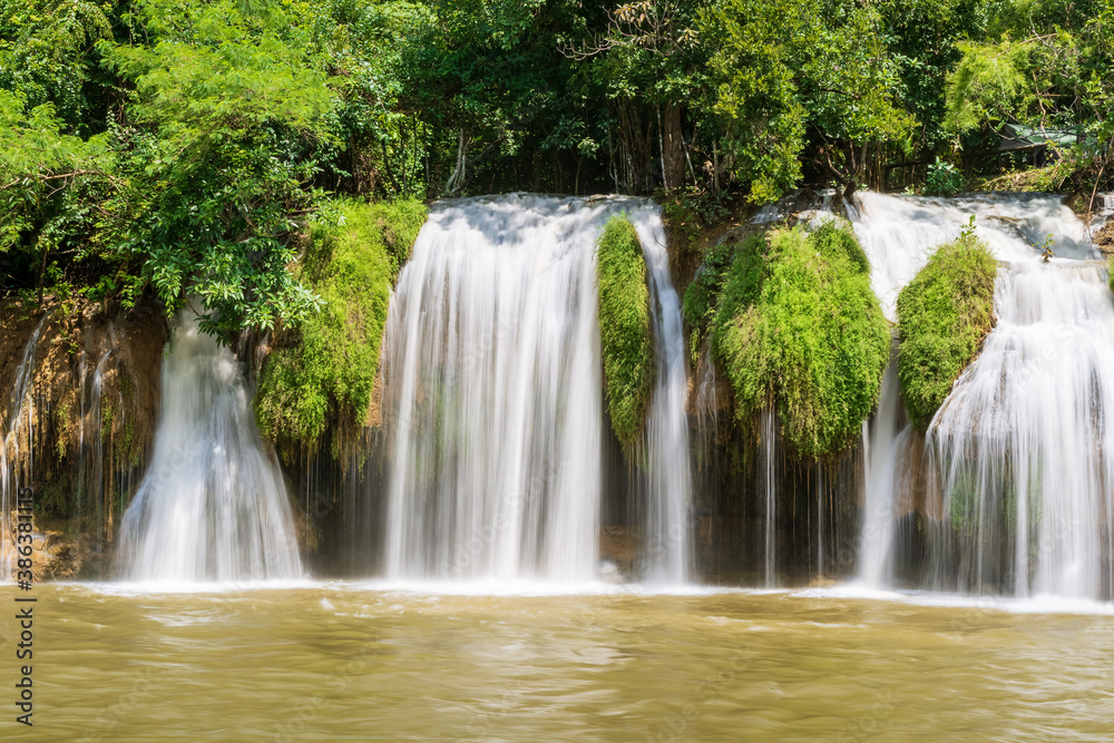 Sai Yok Lek waterfall on Khwae Noi River, famous nature travel destination in Kanchanaburi, Thailand