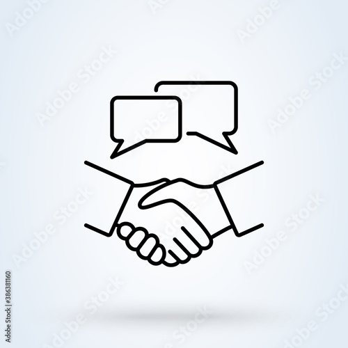 Customer engagement sign line icon or logo. social media strategy concept. vector linear illustration.