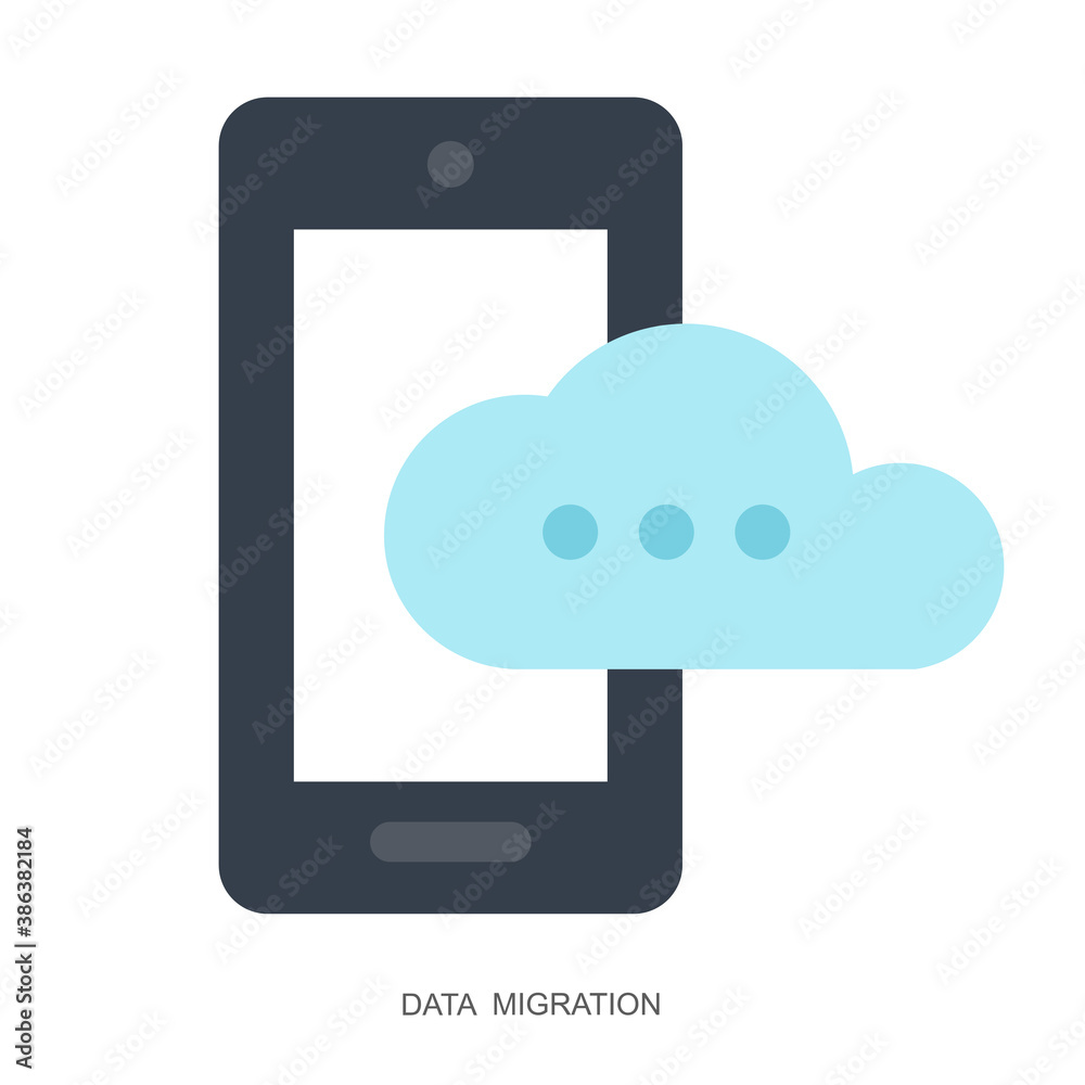 Mobile and cloud vector icon in flat style isolated on white background Mobile and cloud vector icon in flat style isolated on white background