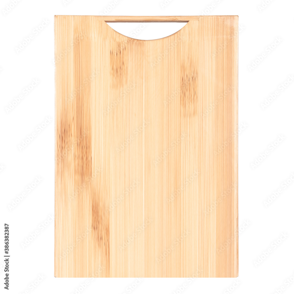 Naklejka premium Rectangular wooden classic cutting board. Isolated on white background