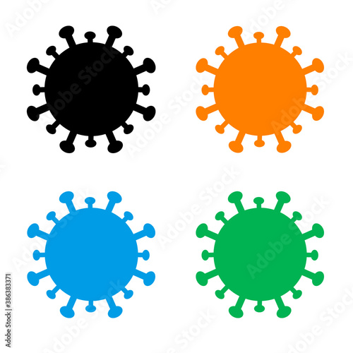
set coronavirus on white background