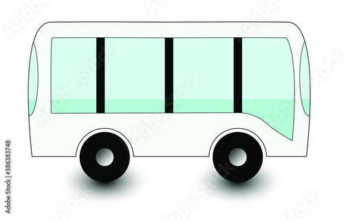 White cartoon bus with shadow under the wheels