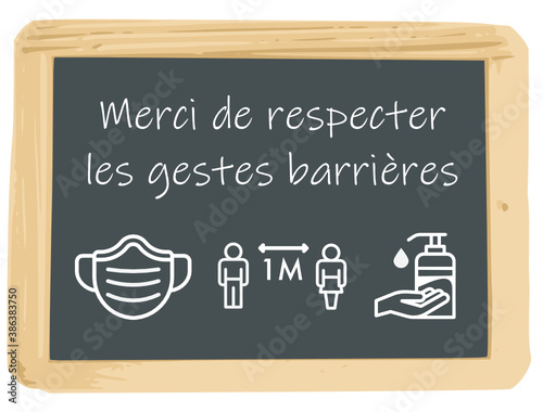 Ardoise respecter gestes barrières