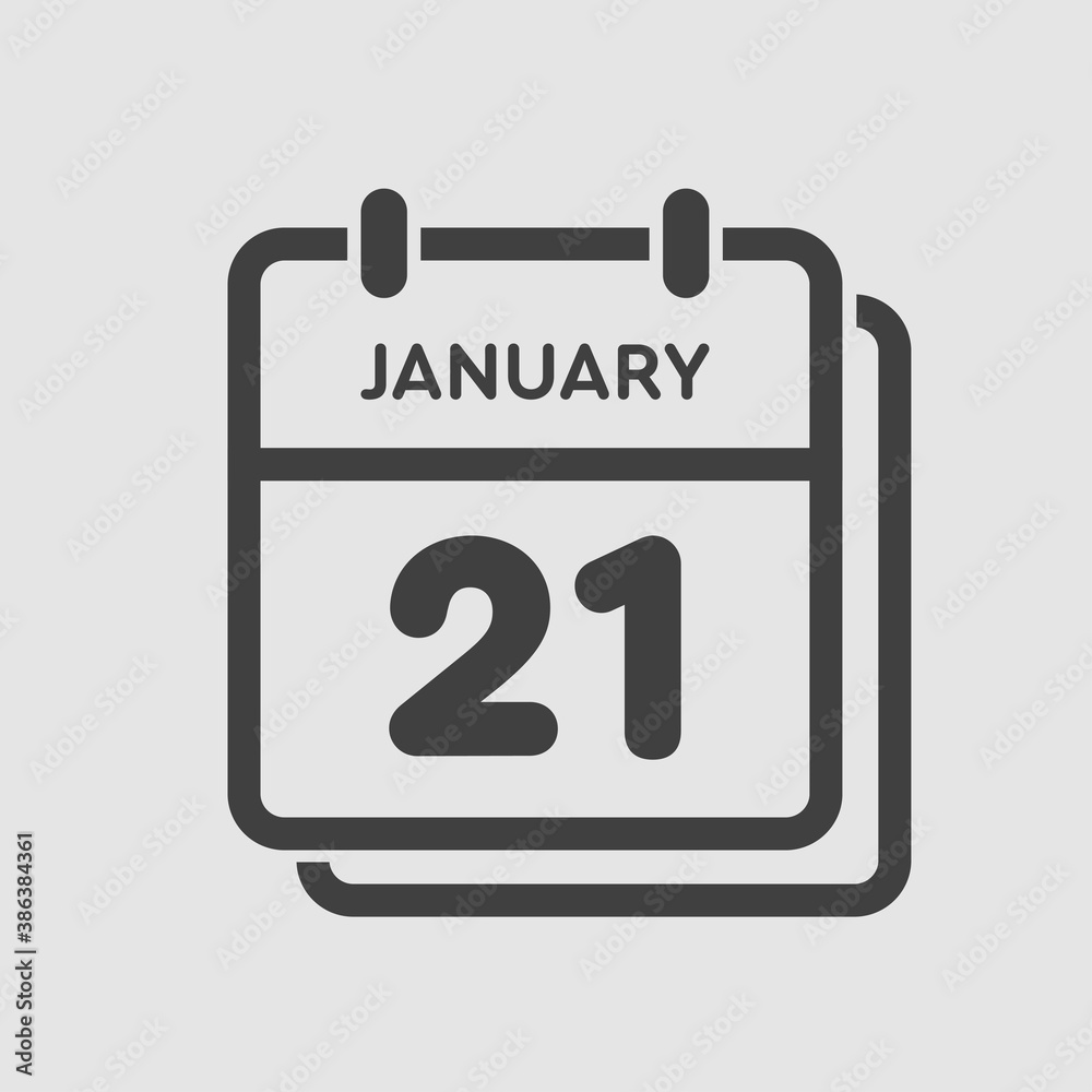Icon day date 21 January, template calendar page Icon day date 21 January, template calendar page