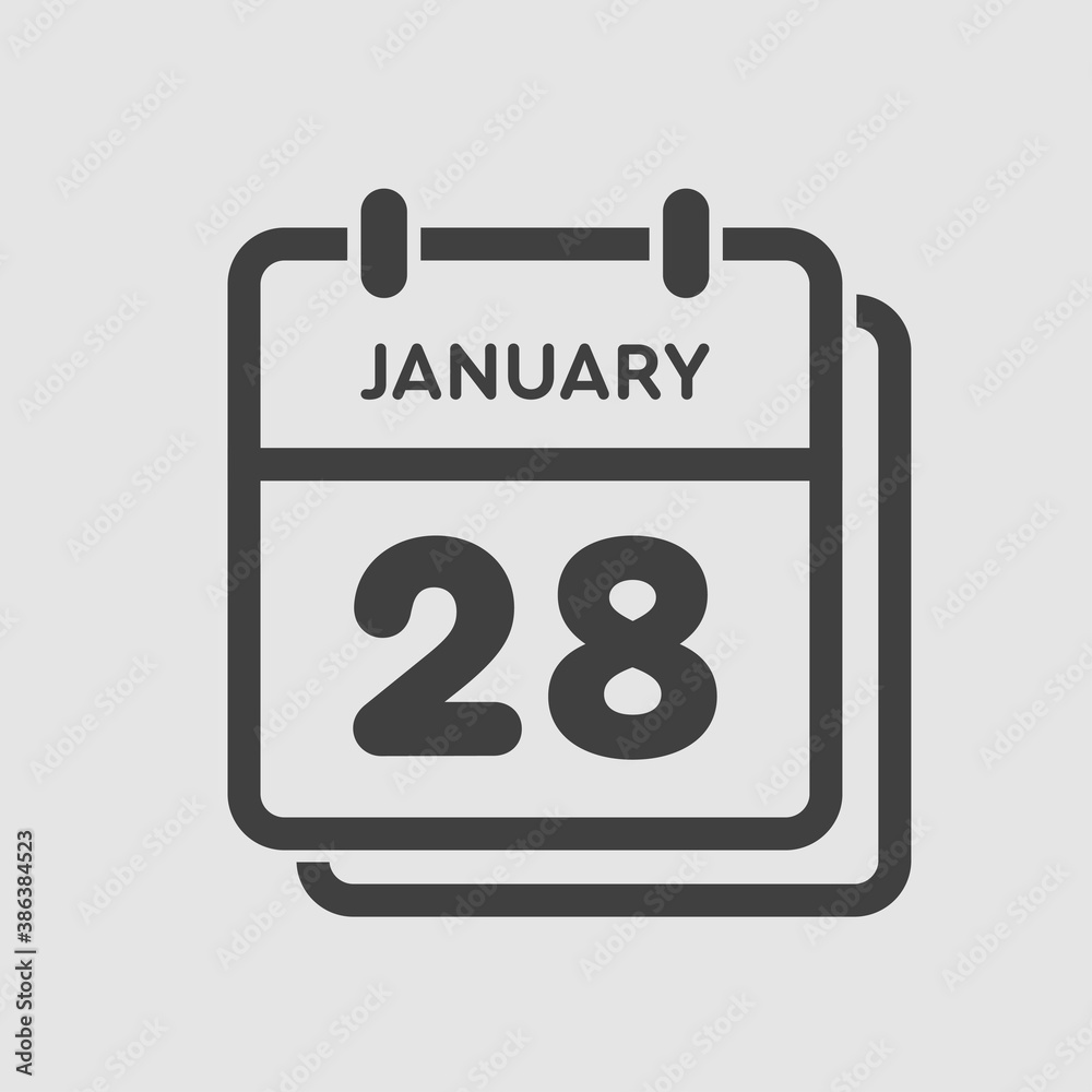 Icon day date 28 January, template calendar page Icon day date 28 January, template calendar page