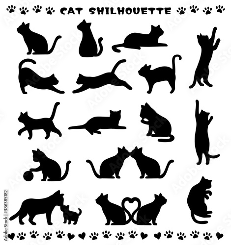 猫のいろんなポーズのシルエット・アイコンセット
