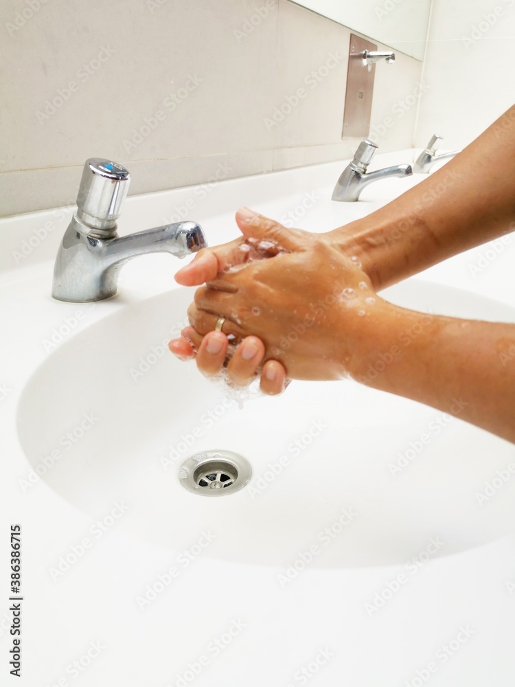 washing hands with soap
