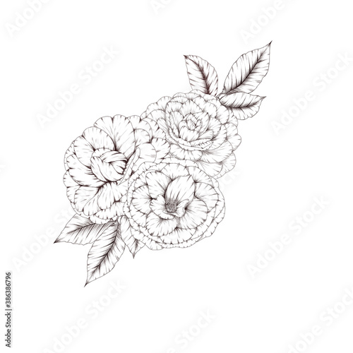 Slika na platnu lovely japanese camelia flower bouquet decor element