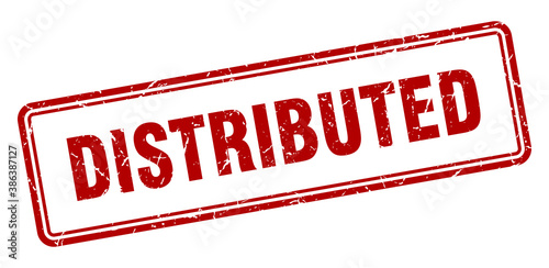 distributed stamp. square grunge sign on white background