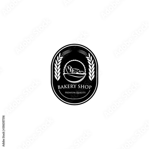 Bread basket logo - vector illustration. Bakery emblem design, Icon or symbol for design menu restaurant, cooking club, food studio or home cooking.