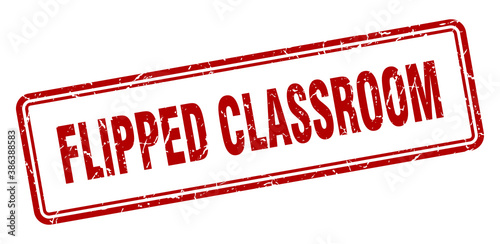 flipped classroom stamp. square grunge sign on white background