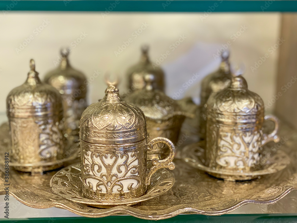 Turkish tea and coffee dishes in the store Turkish tea and coffee dishes in the store
