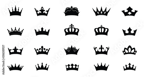 A Set of vector king crowns icon on white background. Vector Illustration. Emblem, icon and Royal symbols.