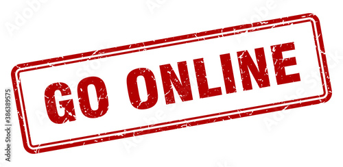 go online stamp. square grunge sign on white background