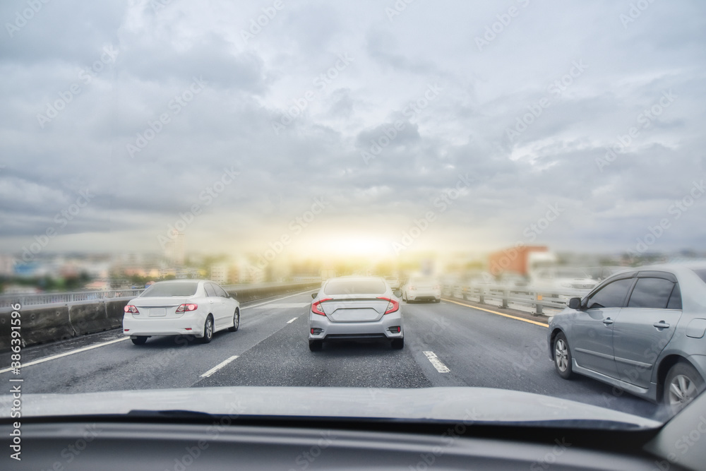 Car driving on highway road travel on road trip