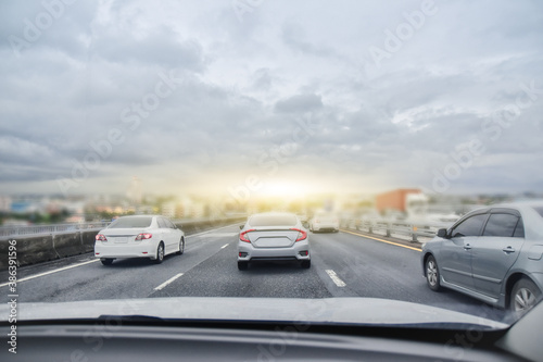 Car driving on highway road travel on road trip © Suriyo