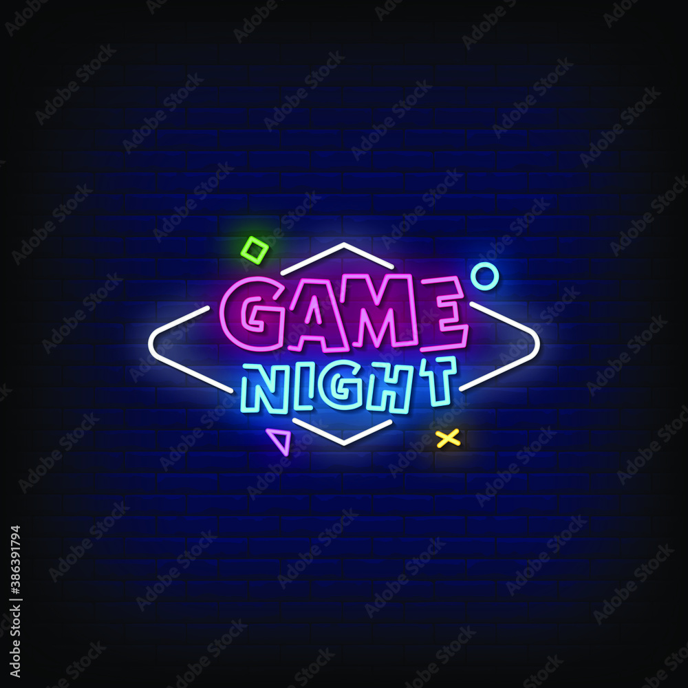 Game Night Neon Signs Style Text Vector Stock Vector | Adobe Stock