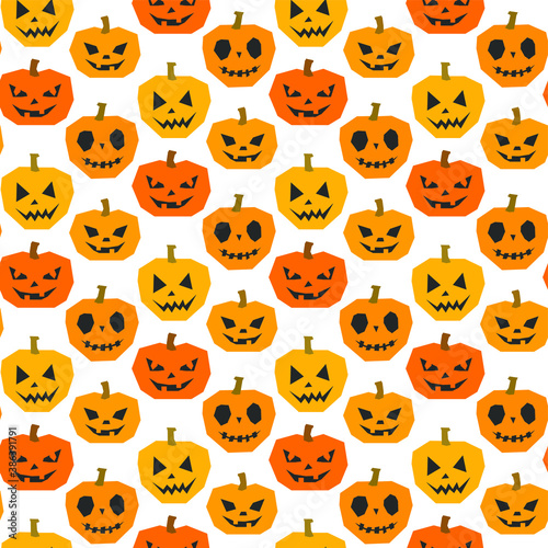 Seamless vector Halloween pumpkins pattern. Scary repeat background for fabric, textile, cover, wrapping, web etc. 10 eps design. Classic black and orange wallpaper.