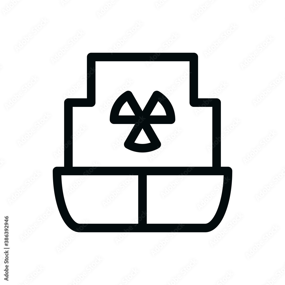 Floating nuclear power plant isolated icon, floating nuclear reactor vector icon with editable stroke Floating nuclear power plant isolated icon, floating nuclear reactor vector icon with editable stroke