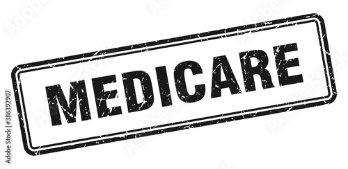 medicare stamp. square grunge sign on white background