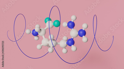 Fotografie Arginine (L-arginine, Arg, R) amino acid molecule. 3D rendering.