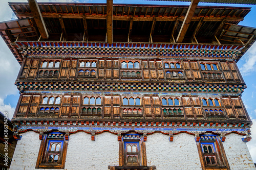 Bhutan, typical traditional houses in the countryside. photo