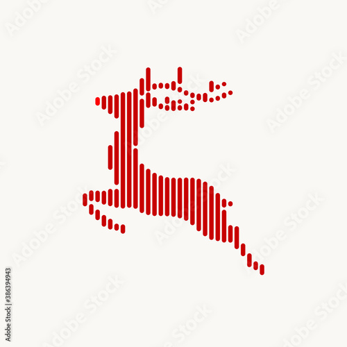 Quadrat Abstraktes Rentier Aus Streifen Rot Und Beige
