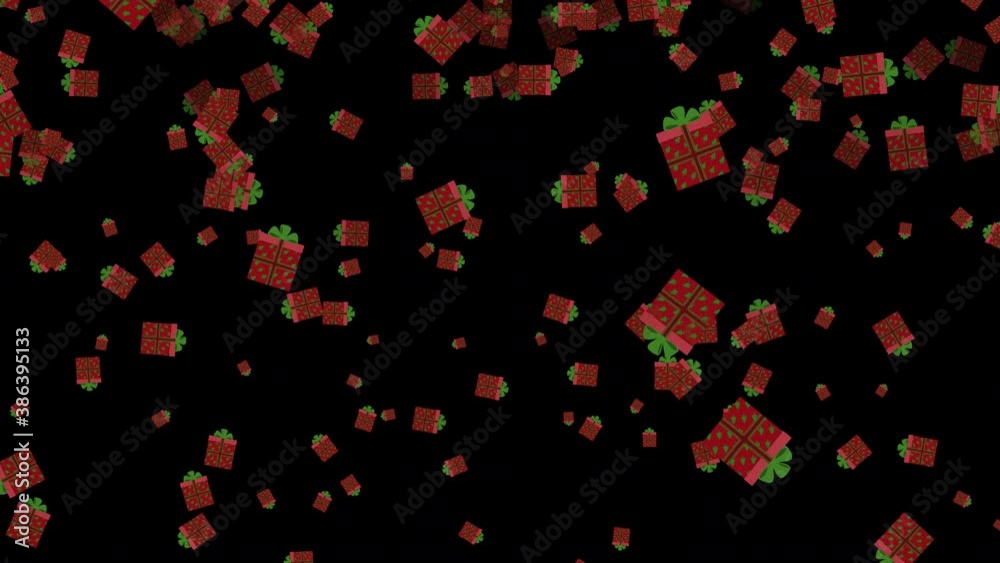 Christmas gifts falling animation with transparent background (alpha channel) Christmas gifts falling animation with transparent background (alpha channel)