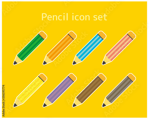 Pencil vector illustration set. Writing utensils. Stationery icon