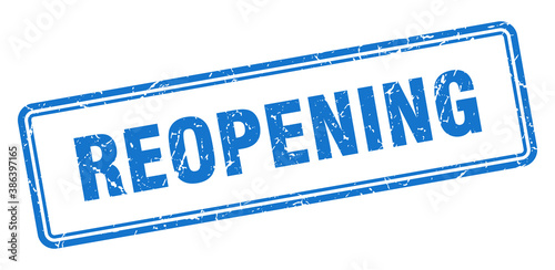 reopening stamp. square grunge sign on white background