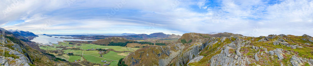 Panorama of Skomo farmland in Nordland county Panorama of Skomo farmland in Nordland county