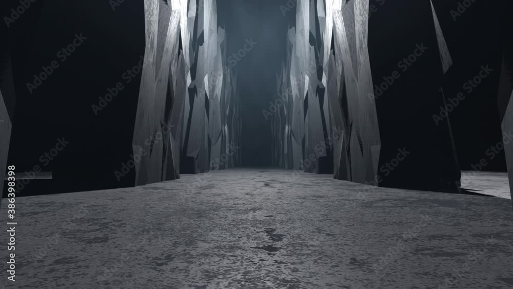 3D rendered animation, interior of dark fantasy tomb