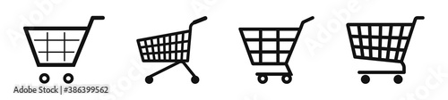 Set of shopping cart icons in line style, shopping basket vector icon
