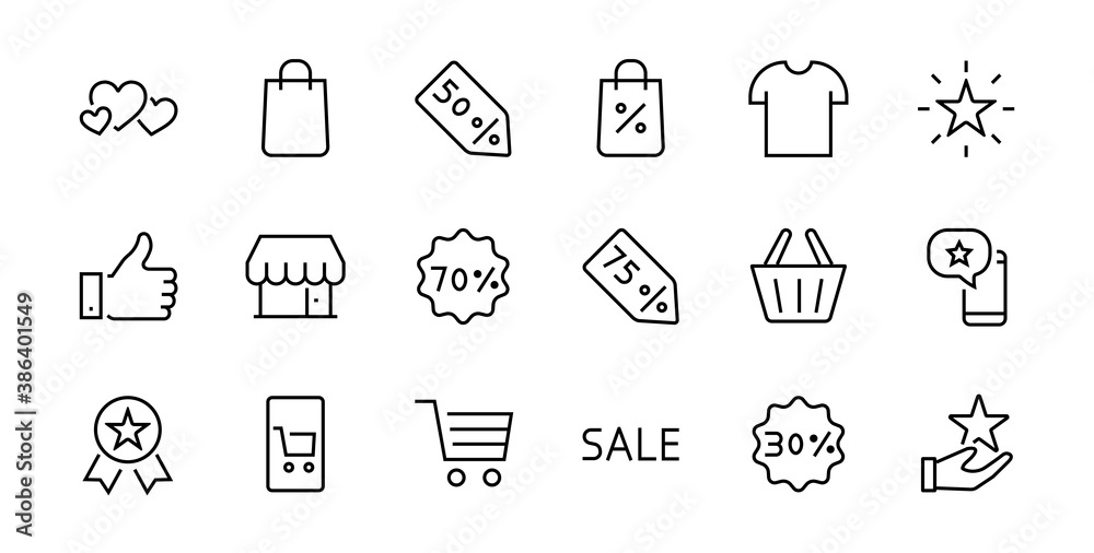 Black Friday Icon Set contains Discounts Promotions Shopping Package, Shopping Cart and more. Editable stroke, vector icons