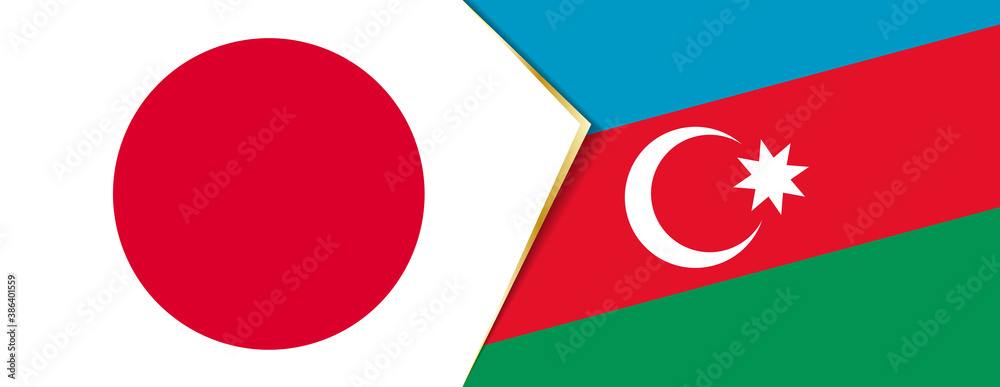 Japan and Azerbaijan flags, two vector flags. Japan and Azerbaijan flags, two vector flags.