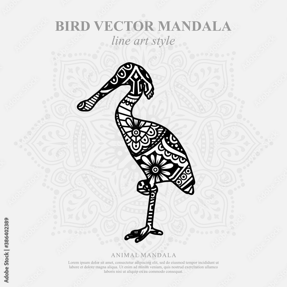 Fototapeta premium Bird Vector Mandala Line Art Style