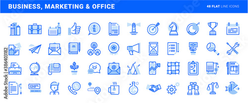 Set of flat line icons of business and marketing. Vector concepts for website and app design and development.