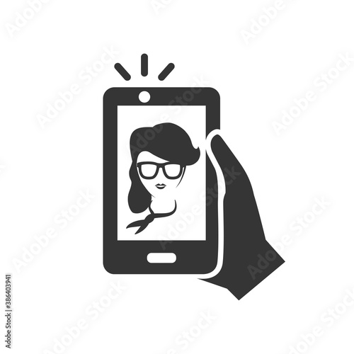 Selfie icon isolated on white background. Vector.