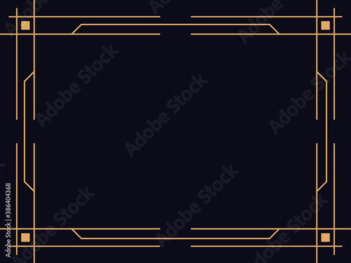 Art deco frame. Vintage linear border. Design a template for invitations, leaflets and greeting cards. The style of the 1920s - 1930s. Vector illustration