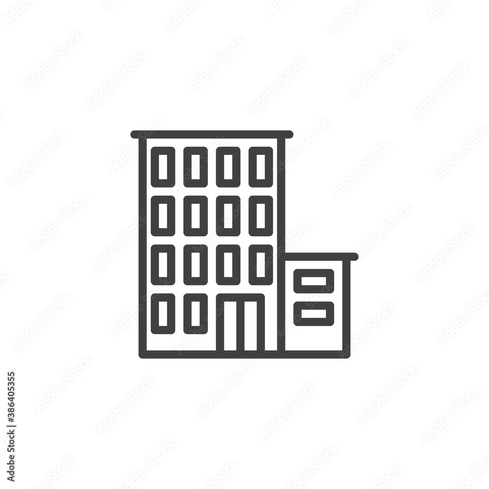 Office building line icon. linear style sign for mobile concept and web design. House outline vector icon. Symbol, logo illustration. Vector graphics Office building line icon. linear style sign for mobile concept and web design. House outline vector icon. Symbol, logo illustration. Vector graphics