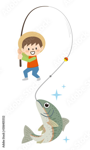 魚を釣る男の子