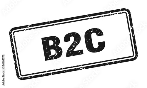 b2c stamp. square grunge sign on white background