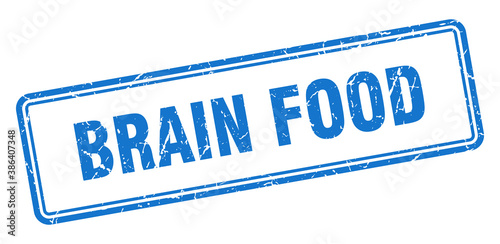 brain food stamp. square grunge sign on white background