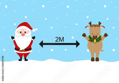 Merry Christmas greeting card santa and deer retro designs. EPS10 vector.