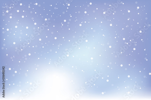 Abstract winter background with soft pastel cornflower blue gradients and falling snow