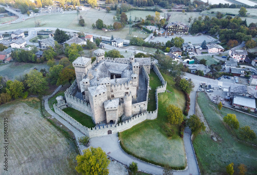Il castello di Fenis dal drone in Val D Aosta photo