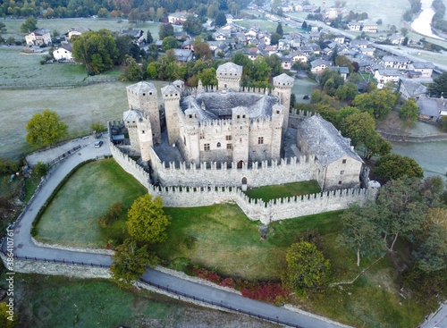 Il castello di Fenis dal drone in Val D Aosta photo