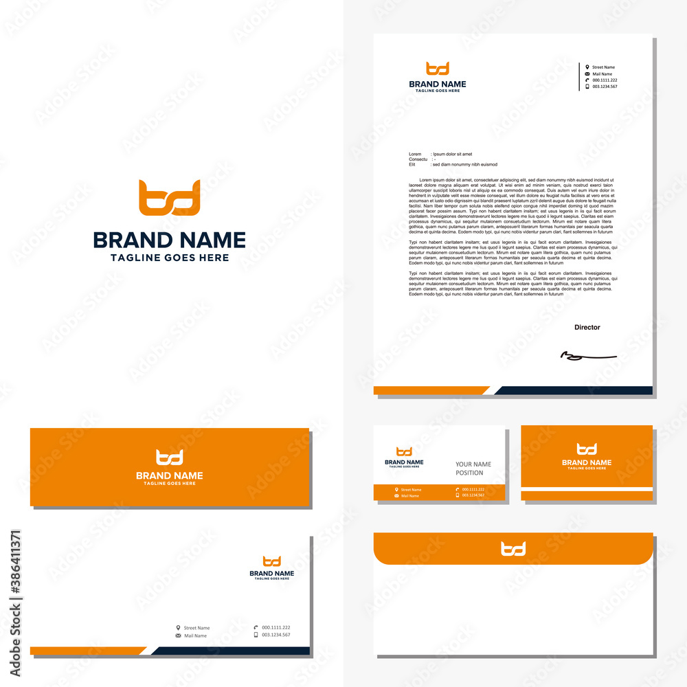 initials letter DB and brand identity vector